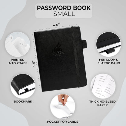 Clever Fox Password Book with alphabetical tabs. Internet Address Organizer Logbook. Small Pocket Password Keeper for Website Logins (Orange)
