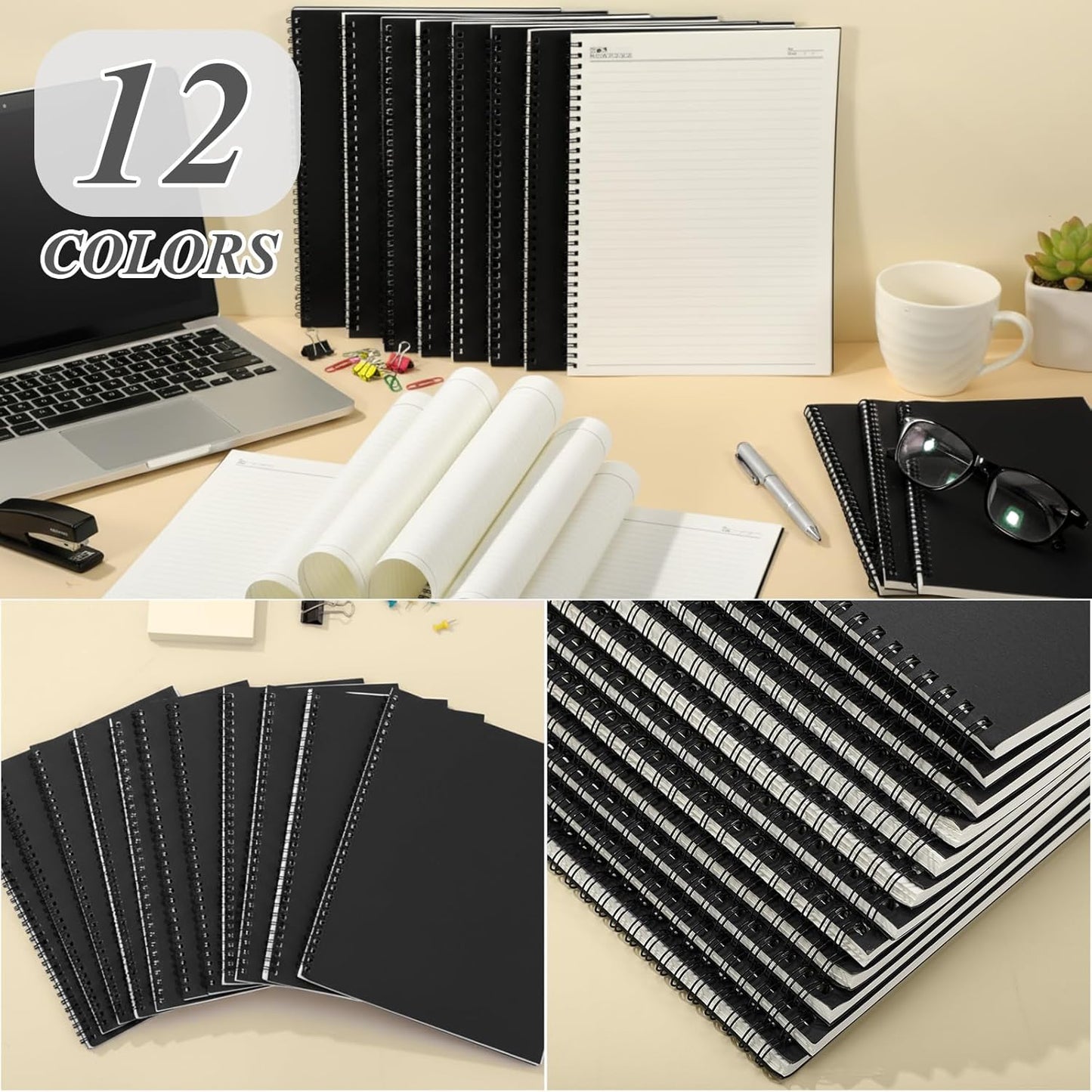 Leelosp 12 Pack Small Spiral Notebook Lined Spiral Journal College Ruled Notebook Wire Bound Kraft Cover, 120 Pages for Work (Multicolor,5.5 x 8.3 Inch)
