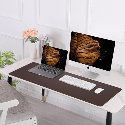 Large Desk Mat 47.2" x 17" Leather Desk Pad Protector with Natural Cork & PU Leather, Non-Slip Office Desk Mat, Large Mouse Pad, Waterproof Desk Blotter pad for Office&Home(Black)