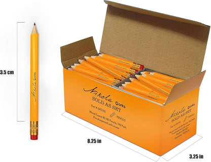 Mini Golf Pencils Without Erasers - 96 Count - Classic Pre-Sharpened #2 HB American Pew Pencils Standard Hex Shaped Bulk Pack
