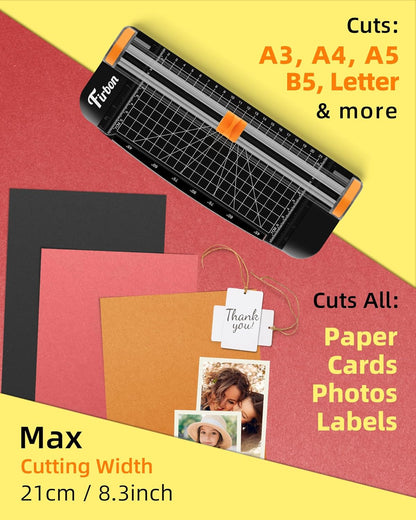 Firbon Morandi A5 Paper Cutter, Straight Small Paper Trimmer with Side Ruler for Scrapbooking Craft, Paper, Coupon, Label, Cardstock