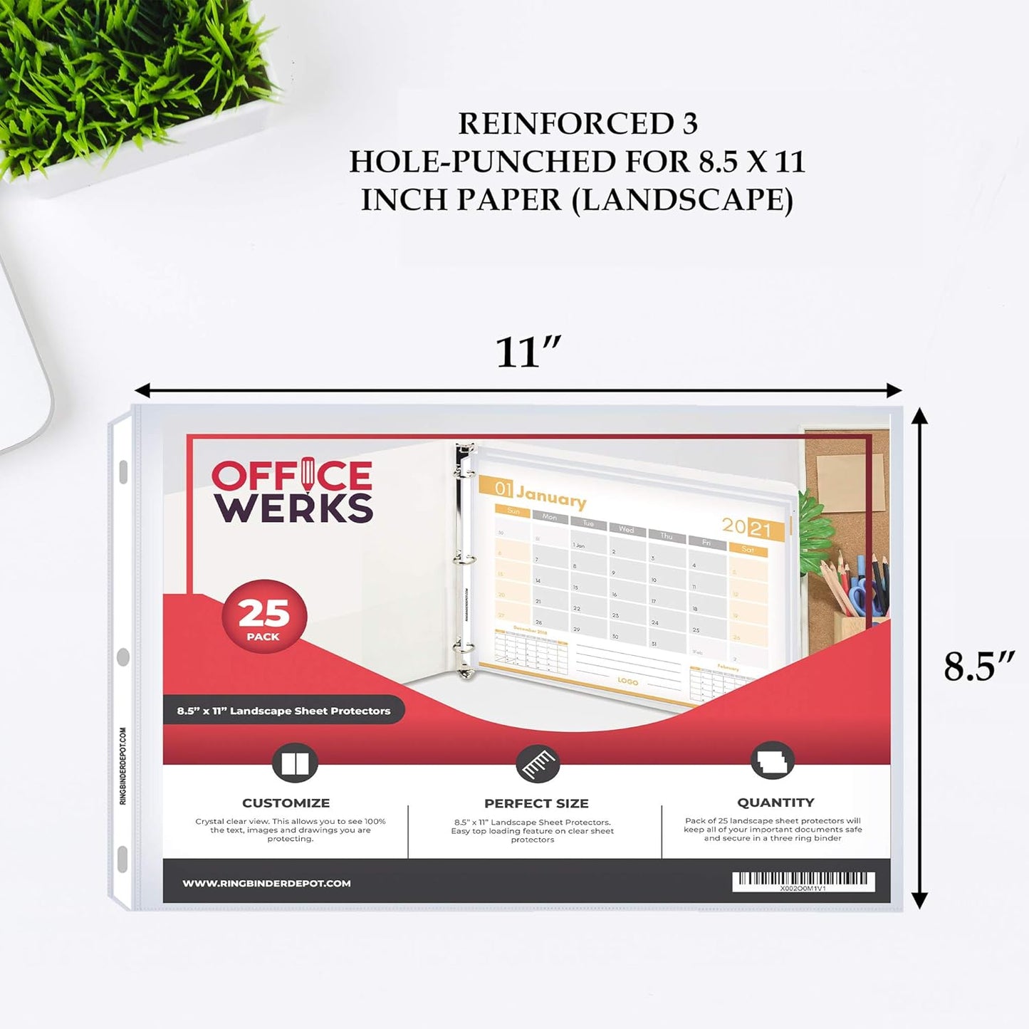 Performore 50 Sheet Protectors, Landscape Clear Sheet Protectors 8.5 X 11 Inch for 3 Ring Binder, Plastic Sheet Sleeves, Top Loading with 3 Hole-Punched Archival Safe, Non-Stick and Long-Lasting