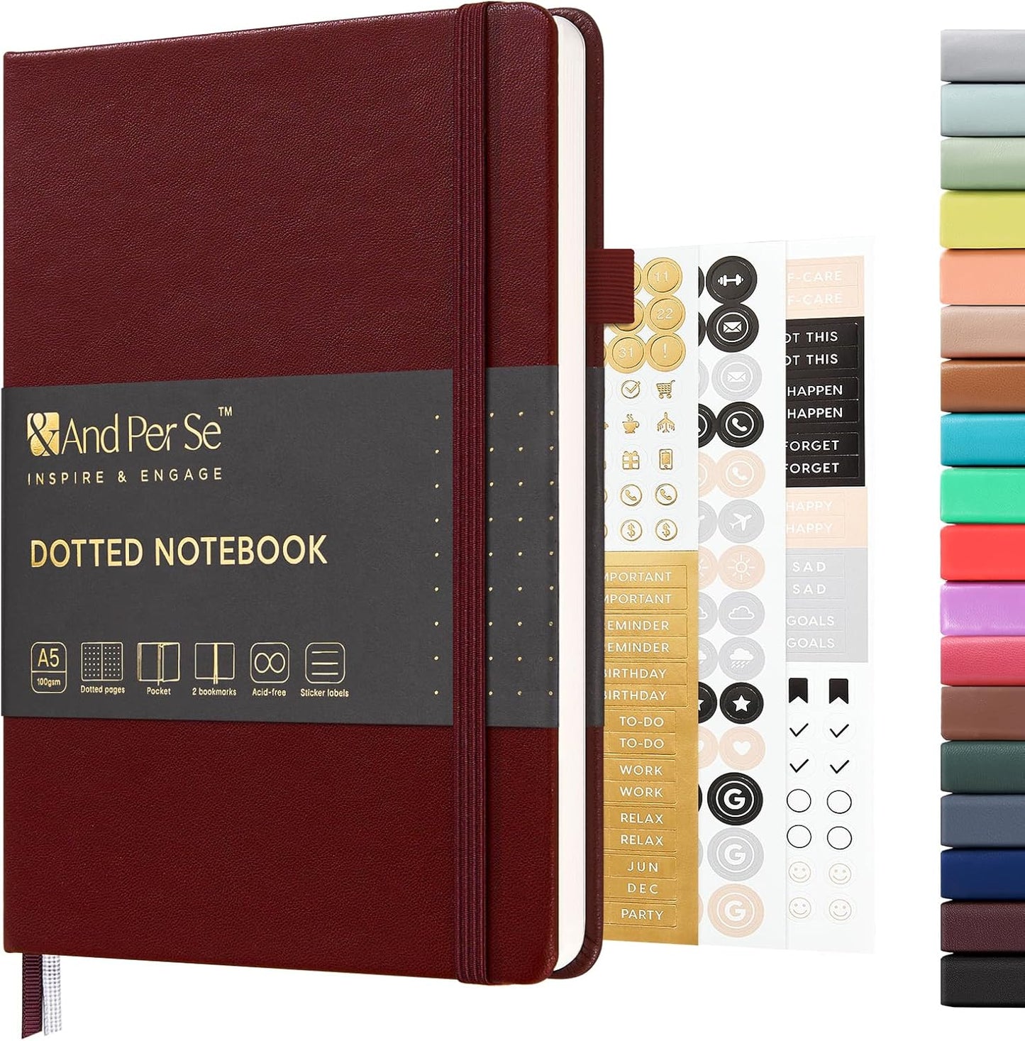 &And Per Se Lined Journal Notebook, 160 Pages, A5 5.7 x 8 inches College Ruled Thick Paper Notebook Journals for Writing, Hardcover Notebooks for Women Men Office School (1 Pack, Green) - Colors A