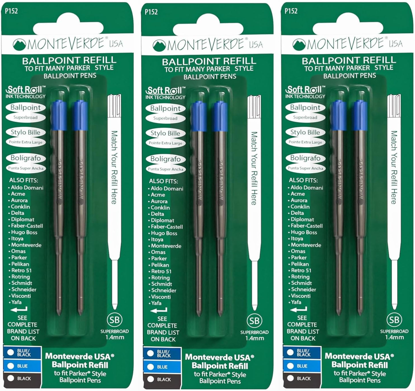 Monteverde Ballpoint Refill to Fit Parker Ballpoint Pens (P15)
