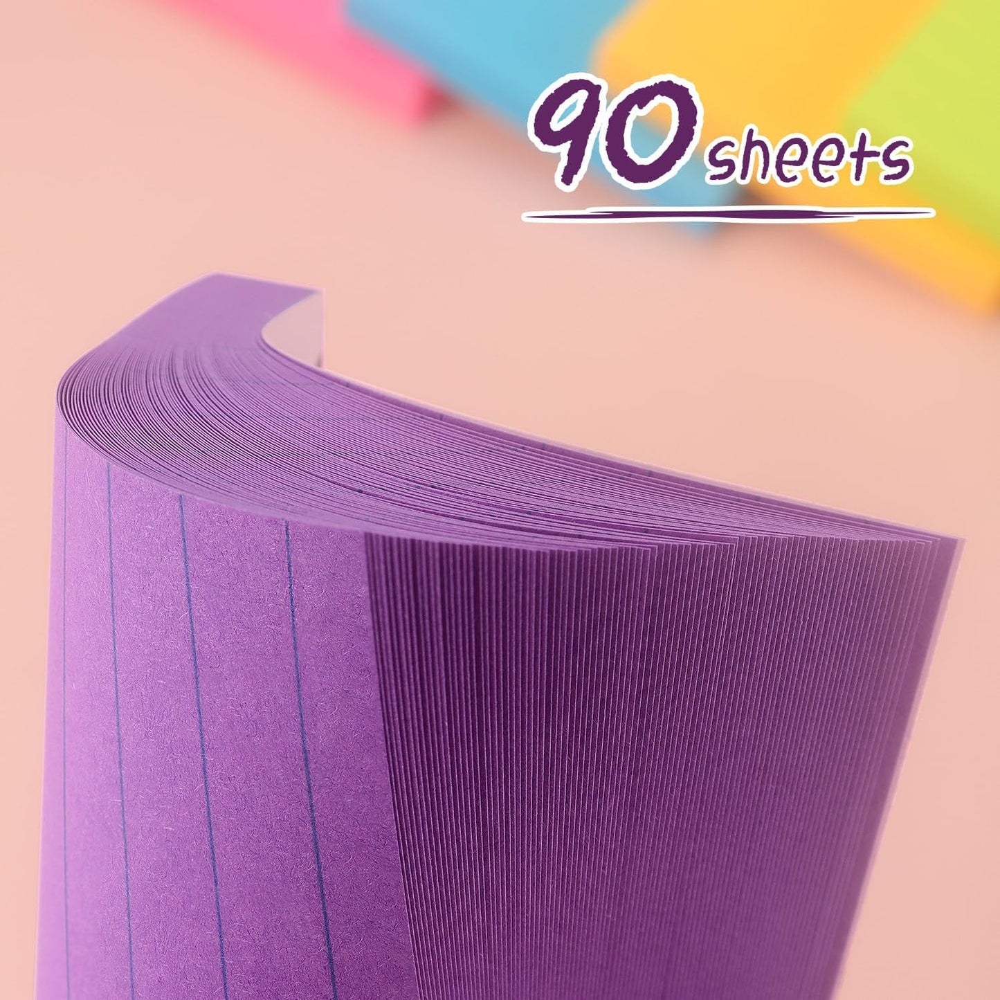 Lined Sticky Notes 3x3 Sticky Notes with Lines Self-Stick Notes Bright Color 4 Pads 90 Sheets/Pad (Pastel)