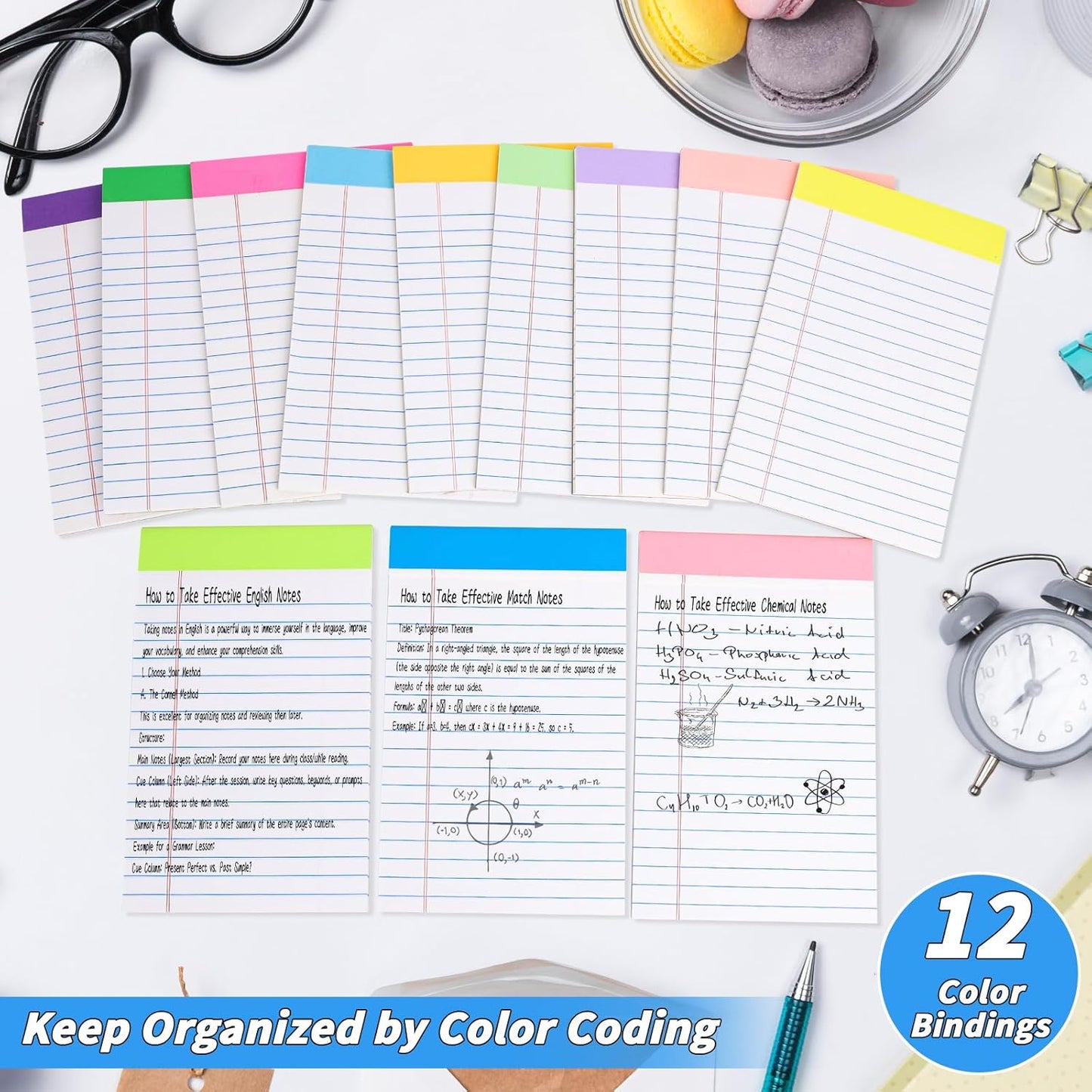 36 Pack Legal Pads Bulk, 5x8 Inch Rainbow Notepad, Note Pads Wide Ruled Perforated Memo Pad for Work Study Daily Note Taking List, Lined Writing Pads Memo Refills Notepads for Office Home School
