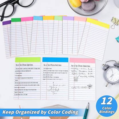 36 Pack Legal Pads Bulk, 5x8 Inch Rainbow Notepad, Note Pads Wide Ruled Perforated Memo Pad for Work Study Daily Note Taking List, Lined Writing Pads Memo Refills Notepads for Office Home School