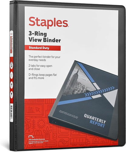 Staples Standard 2-Inch 3-Ring View Binder, Holds Up to 450 Sheets, Orange, Durable Binder for Office & School