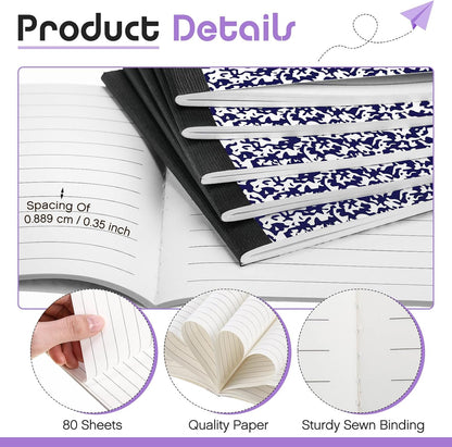 Fainne 20 Pieces Composition Notebooks 80 Pages Half Size Wide Ruled 4-7/8 x 7-1/2" Composition Books 11/32" Spacing Assorted Primary Covers Bulk(Green,Snowflake)