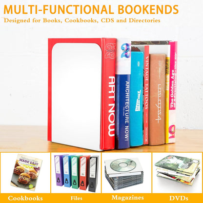 VFINE Bookends 3 Pairs, Black Metal Book Ends, Heavy Bookends for Shelves, Book Stopper for Heavy Books, Book Organizer for Home Office School Supplies