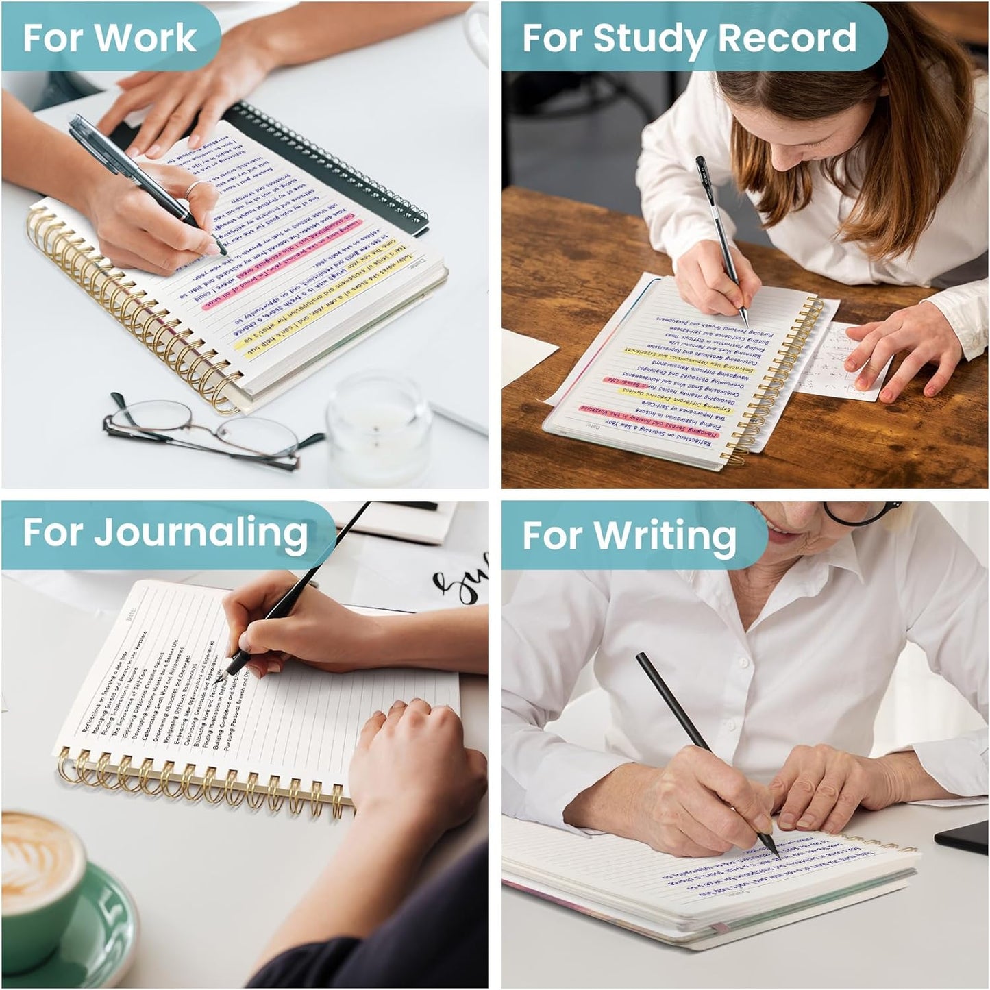 Lined Spiral Notebook Journal for Work, 300 Pages Thick B5 (7.1"x10") College Ruled Journal for Women & Writing, Hardcover Notebook for Note Taking, Perfect for Office Home School Supplies, Purple