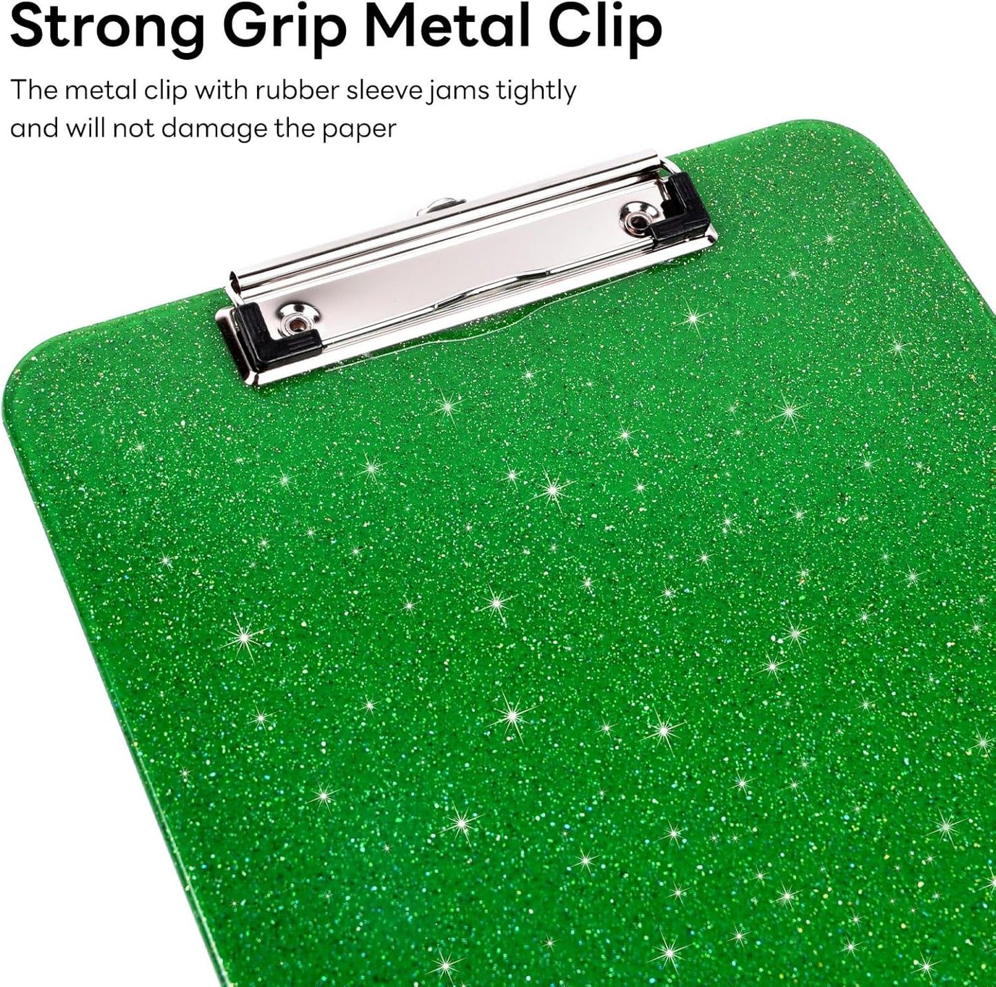 A4 Plastic Glitter Clipboard, Sparkly Pink 12.5 x 9 Letter Size for Classroom, Students, Teacher, Nurse, 8.5 x 11 Clip Board with Low Profile Clip, Office & School Supplies