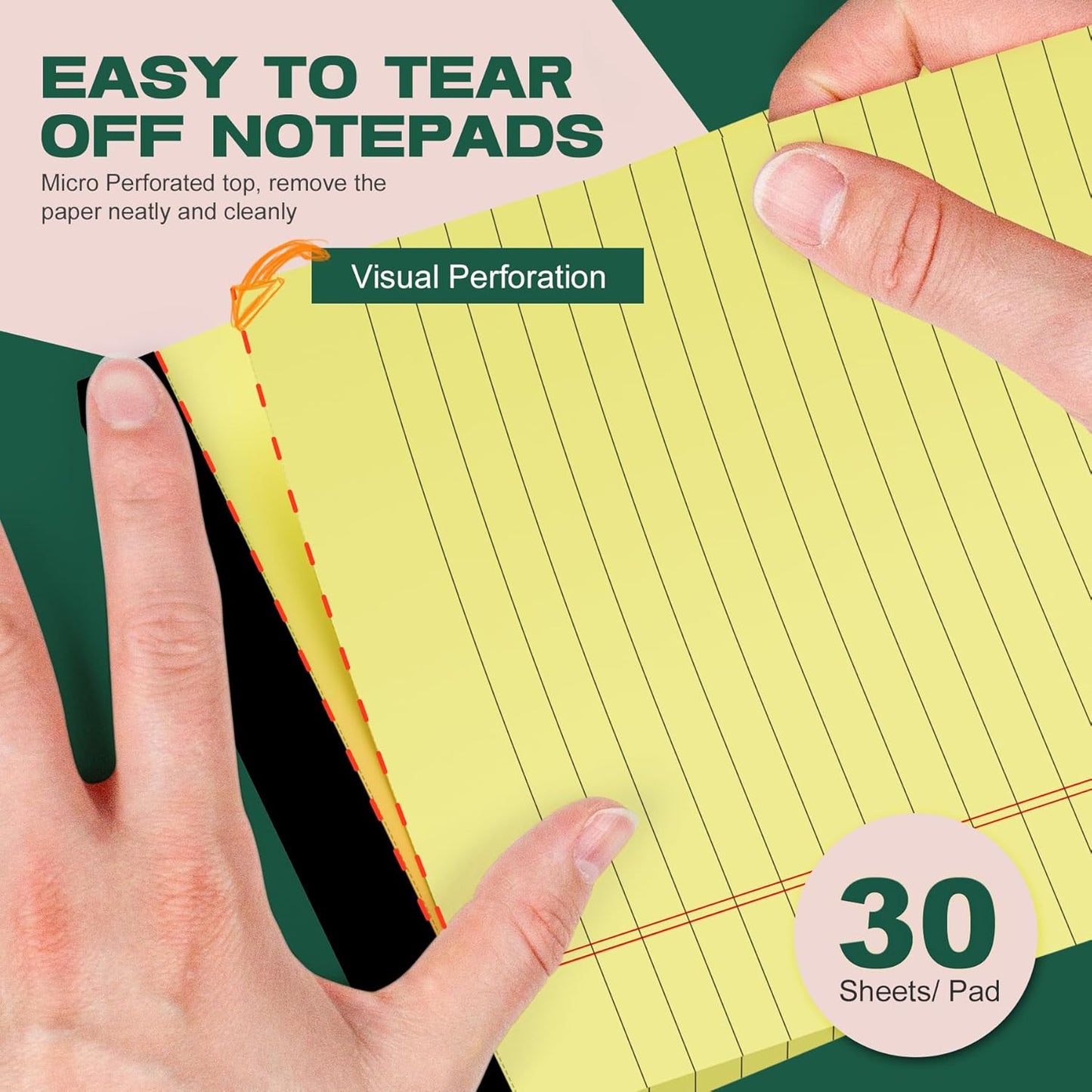 Legal Pads 4x6 Inch College Ruled Small Notepads Writing Note Pads for Work Study Taking Notes To do List, 30 Sheet/Pad Tear-Off Lined Paper Pads Memo & Scratch Pads for Office Home Car School, 8 Pack