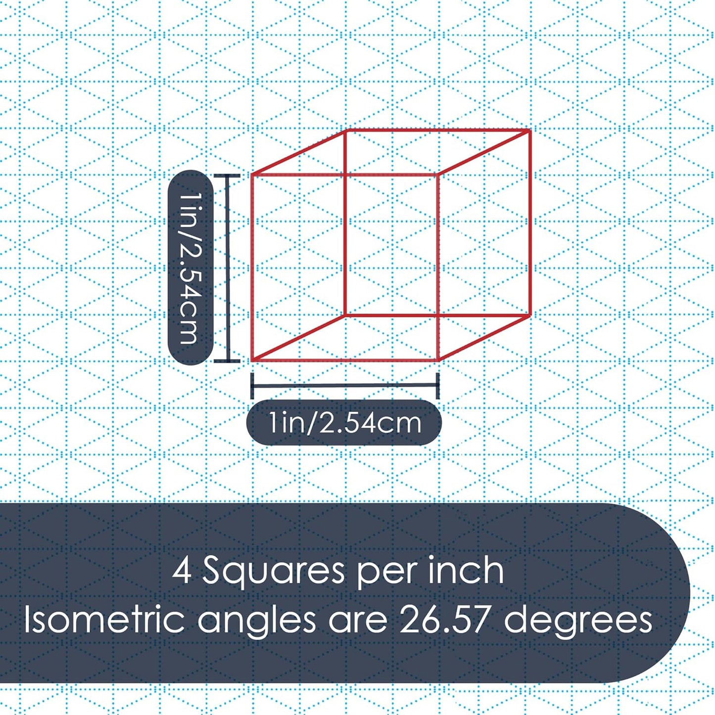 GeekNavy 8.5" x 11" Isometric Graph Paper 50 Sheets Portrait - 0.25" Grid, Non-photo Blue, High Brightness, Drafting, Engineering, Art, 3D Design (1-Pack)
