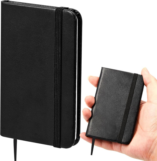 Qeeenar 10 Pcs Mini Black Brown Blue Leather Pocket Notebook Bulk, 4 x 2.5 Inch Small Journal Note Book, 50 Sheets Hardcover Tiny Notepad Lined for Office Home School Writing Supplies