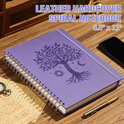 Ovesmusl Hardcover Spiral Notebook 8.5" x 11" with 5 Removable Dividers 300 Pages Leather 5 Subject Notebook College Ruled 100GSM Large Spiral Notebooks for Work Thick Lined Journal for Women, Green