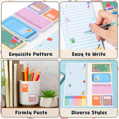 B1ykin Cute Sticky Notes Set - Stay Alive Skeleton Shaped Self-Stick Notes Pad, 550 Sheets Writing Memo Pages Sticky Notepad for Teacher Appreciation Gifts, School Office Supplies (Funny Skeleton) - Colors A