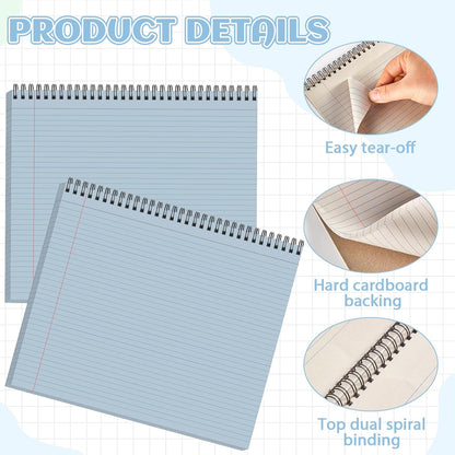 gisgfim 6 Packs 9.5" x 11" Landscape Note Pads College Ruled Notebooks Perforated Notepads 40 Sheets Punched Top Spiral Bound Notebooks 80GSM Lined Notepads for School,Office,Home (Vintage Color)