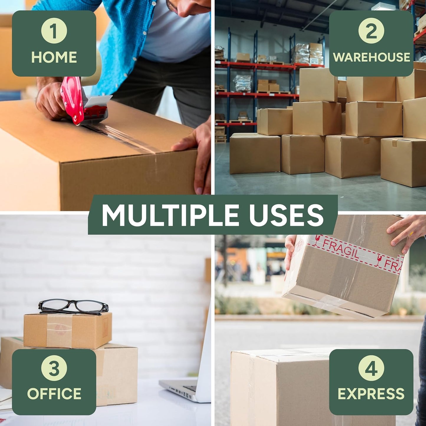 Zuvo Heavy Duty Tape Gun and Dispenser with 6 Clear Packaging Tapes. Clear Packaging Tape 44mm X 66m with Metal Tape Gun Dispenser for Moving Boxes,Warehouse Or General Packing Needs