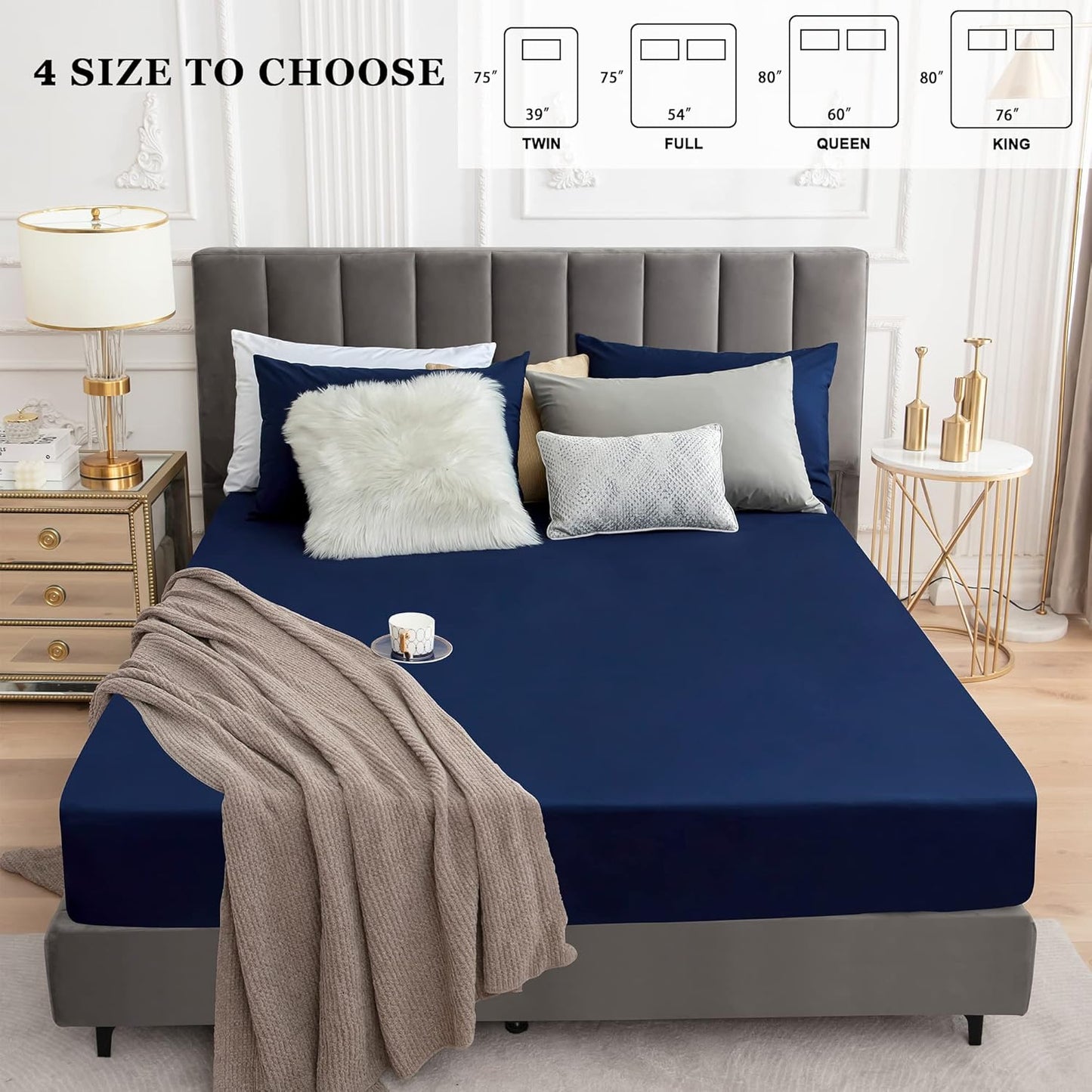 Sufdari Mattress Protector,Waterproof 18" Deep Pocket Mattress Cover Fitted Sheet Style with Elastic Rubber Band,Washable and Easy Care-Black,Queen