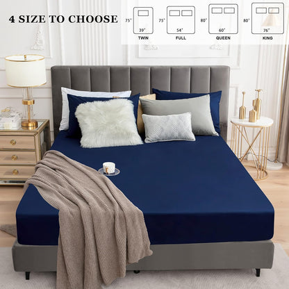 Sufdari Mattress Protector,Waterproof 18" Deep Pocket Mattress Cover Fitted Sheet Style with Elastic Rubber Band,Washable and Easy Care-Black,Queen
