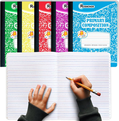 Rosmonde 50 Pack Composition Notebooks Bulk, Wide Ruled Composition Notebook, 200 Pages (100 Sheets), 9-3/4 x 7-1/2, Black Marble, Bulk School Supplies, Office Notebooks, Bulk Notebooks for School