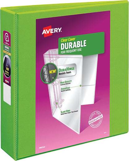 Avery Durable View 3 Ring Binder, 2 Inch Slant Rings, 1 Green Binder (17838)