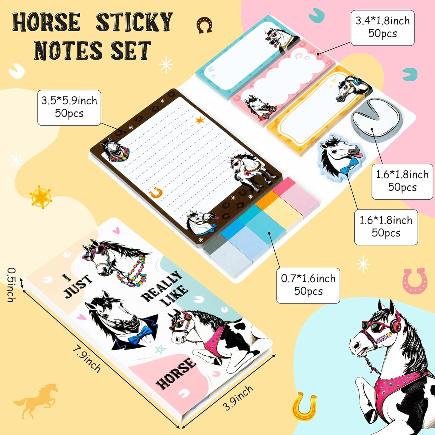 B1ykin Cute Sticky Notes Set - Stay Alive Skeleton Shaped Self-Stick Notes Pad, 550 Sheets Writing Memo Pages Sticky Notepad for Teacher Appreciation Gifts, School Office Supplies (Funny Skeleton) - Colors B