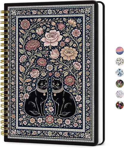 ZOTIA Lined Spiral Journal for Women, A5 Pretty Hardcover Notebook for Work, School & Office Writing, Aesthetic Writing Journal College Ruled, 140 Pages, 5.8" x 8.3", Twilight Bloom