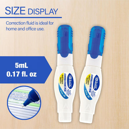 BAZIC Products Correction Pen – Corrections Fluid, Precise Metal Tip White Out, Ideal for School & Office Supplies, Alternative to Correction Solution, 2/Pack, 1-Pack