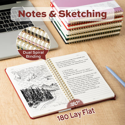deli Rose Red Lined Spiral Journal Notebook, 160 Pages, A5 (5.5"x8") Hardcover Writing Notebook, College Ruled Spiral Bound Journal for Women & Men - Perfect for Work, School, Office & Note Taking