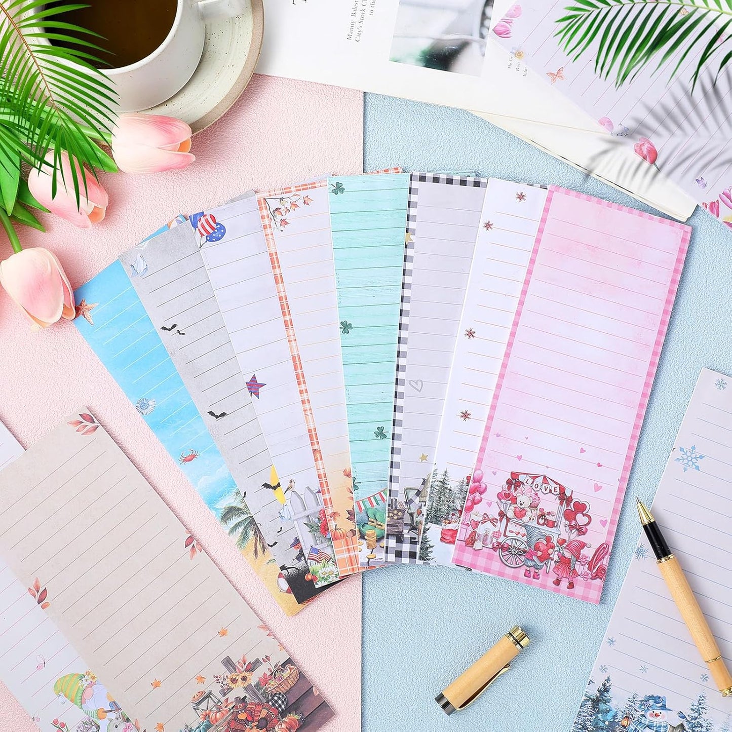 Eaasty 12 Pcs Bible Magnetic Notepads for Refrigerator Monthly Magnetic Grocery List 9 x 3.5" Magnet Memo Pads 30 Sheet Per Pad Shopping to Do List for Christian Teacher Appreciation Week Gift