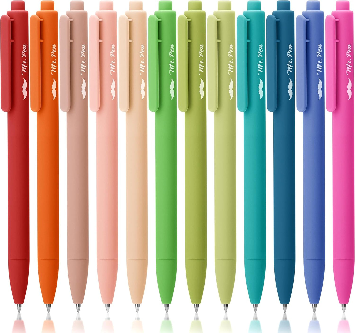 Mr. Pen- Retractable Gel Pens, 12 Pack, Colorful Ink, Fine Point 0.7mm, Fast Dry, Smooth Writing, Cute Pens for Drawing, Writing Planner and School Supplies
