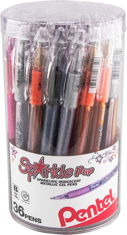 Pentel Sparkle Pop Metallic Gel Pen, (1.0mm) Bold Line, Assorted Colors, Pack of 8 (K91BP8M)
