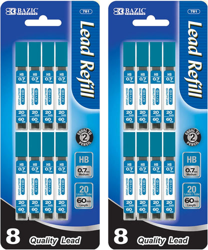 BAZIC Mechanical Pencil Lead Refills HB 0.7mm (160 Count/Pack), Pencil Lead Refill, 1-Pack