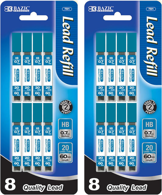 BAZIC Mechanical Pencil Lead Refills HB 0.7mm (160 Count/Pack), Pencil Lead Refill, 1-Pack