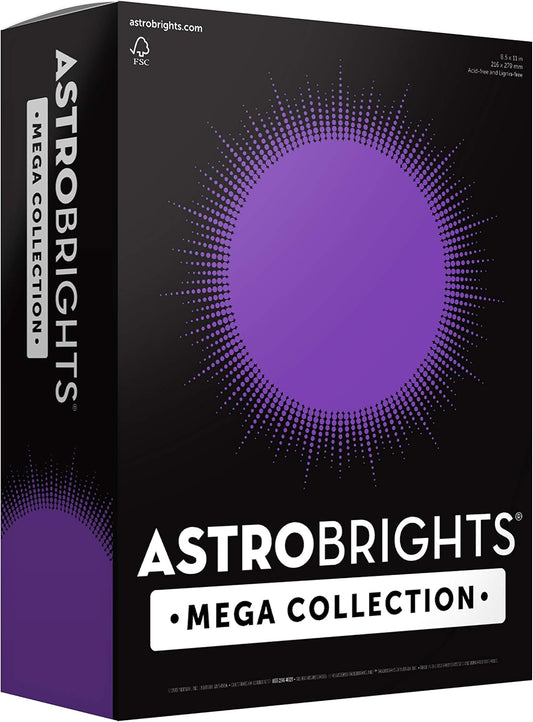Astrobrights Mega Collection, Colored Cardstock, Ultra Purple, 320 Sheets, 65 lb/176 gsm, 8.5" x 11" - MORE SHEETS! (91696)