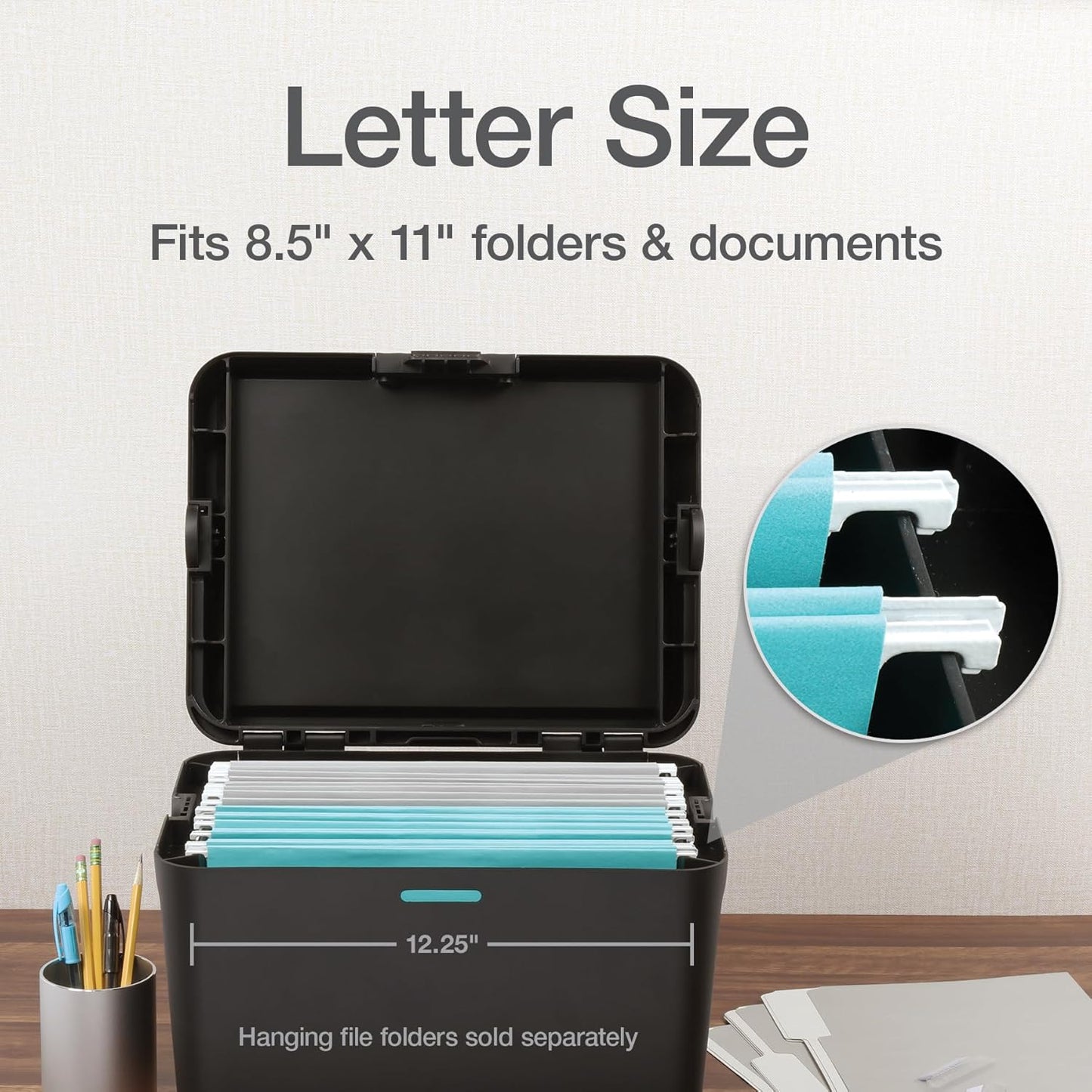 Pendaflex Portable File Box, Letter Size, 14.25" x 9.25" x 11", Black