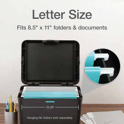 Pendaflex Portable File Box, Letter Size, 14.25" x 9.25" x 11", Black