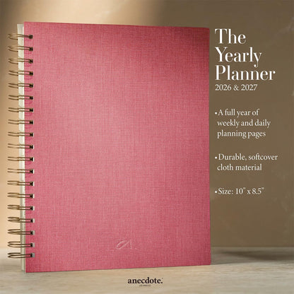 Anecdote Daily Planner w/ 2026-2027 Calendar | Start Anytime 26 Weeks Undated | 1 Page per Day | 8.5" x 5.2" | Hardcover To-Do List Organizer, Plan Your Success, Achieve Productivity Goals (Evergreen)