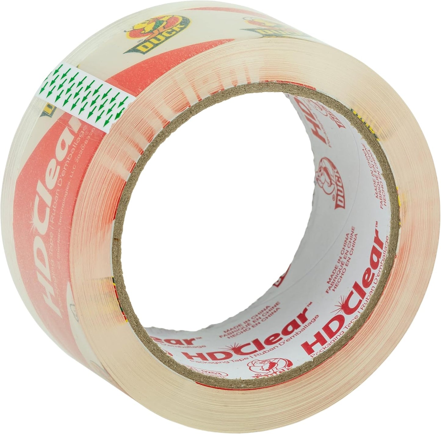 Duck HD Clear Packing Tape Dispenser Heavy Duty Packaging Tape Gun for Packing Boxes, Shipping and Moving - Includes 1 Refill Roll of HD Clear 1.88 In. x 50 Yards - Foam Handle (287398)