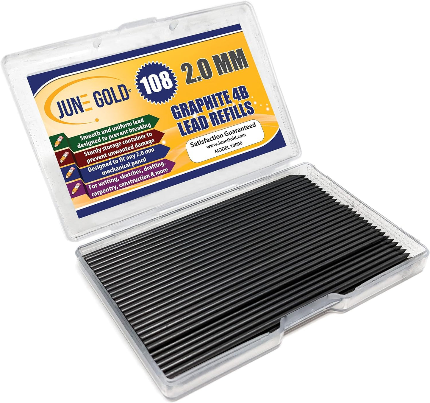 June Gold 640 Pieces, 0.5 mm HB #2 Lead Refills, 160 Pieces Per Dispenser, Fine Thickness, Break Resistant Lead/Graphite (Pack of 4 Dispensers)
