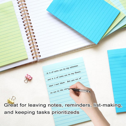 9 Pack Lined Sticky Notes 4X6 in Post Sticky Notes with Lines, Large Ruled Post Sticky Colorful Super Sticking Power Memo Pads Strong Adhesive (Pink Themed)