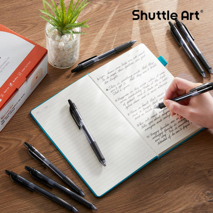 Shuttle Art Black Gel Pens, 100 Pack Retractable Medium Point Rollerball Gel Ink Pens Smooth Writing with Comfortable Grip for Office School Home Work