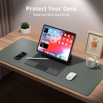 Aothia Leather Desk Pad Protector, Mouse Pad, Office Desk Mat, Non-Slip PU Leather Desk Blotter, Laptop Desk Pad, Waterproof Desk Writing Pad for Office and Home (Black,36" x 17") - Colors B