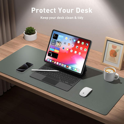 Aothia Non-Slip Waterproof PU Leather Desk Pad Protector for Mouse, Writing Desk, Office, Home, Laptop Blotter, 23.6" x 13.7", Black - Colors B