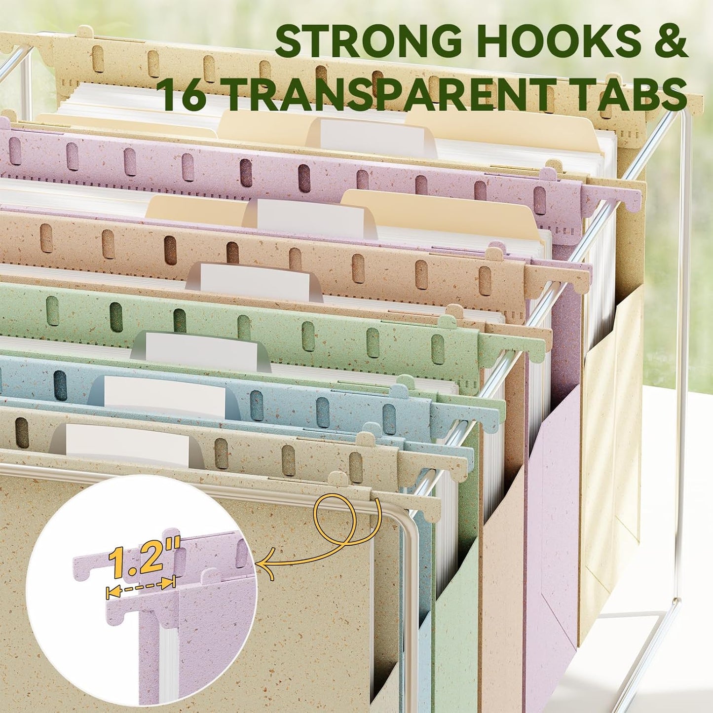 XINGIA Hanging File Folders Letter Size,1'' & 2'' & 3''Expandable File Cabinet Folders with Tabs,Extra Capacity Plastic Hanging File Organizer,12 Pack Pastel Wheat Straw Hang Folder for Office School