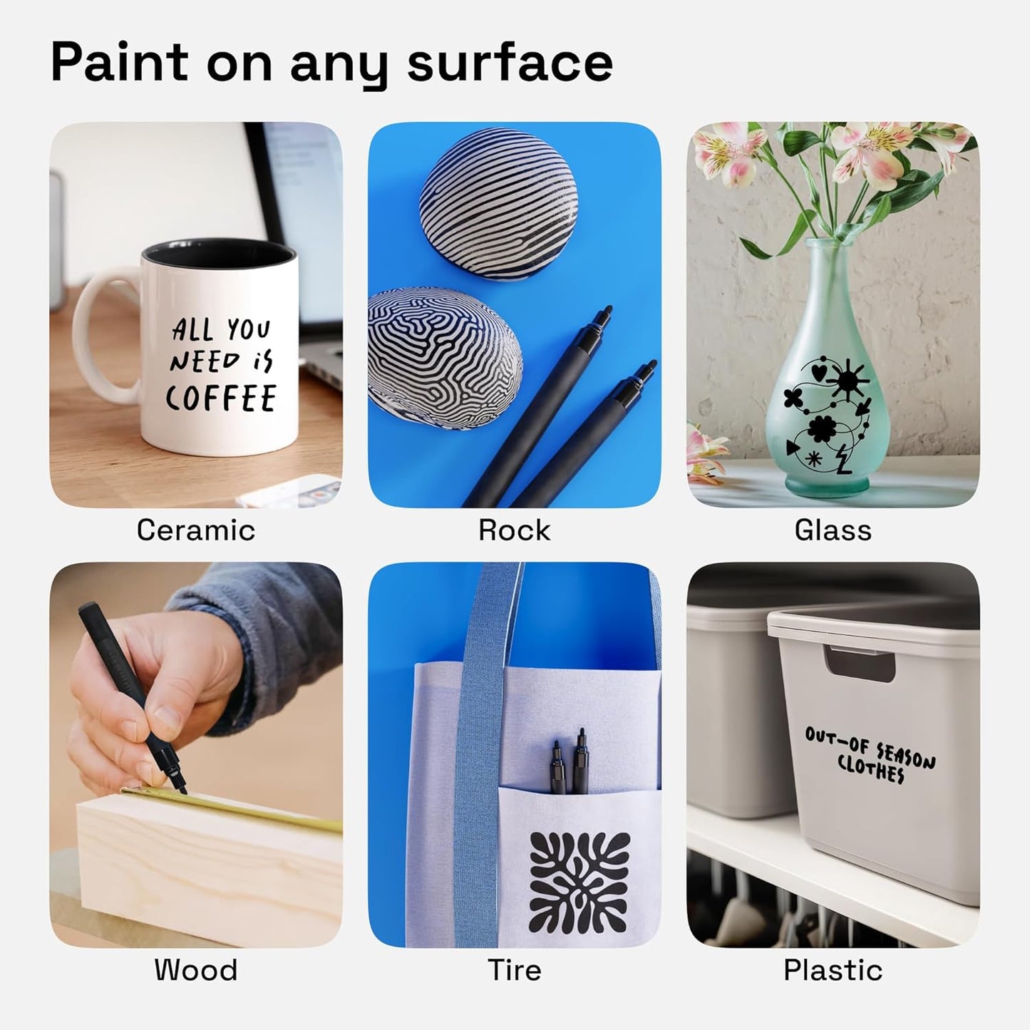 ARTISTRO 2 White Permanent Marker - Waterproof Markers for Tire, Fabric, Rocks, Glass, Ceramic, Wood, Paper - Oil Based Paint Pens - Extra-Fine Tip 0.7mm