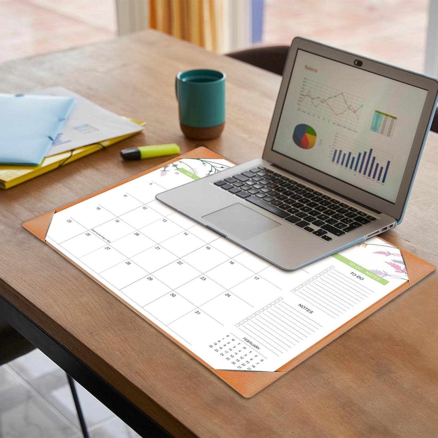Desk Calendar 2026 with Desk Mat – 22" x 17" Large Desk Pad Calendar Runs from January 2026 to June 2027, Floral Design Desktop Calendar with To Do List, Personal Desk Calendar Planner for Home, Office