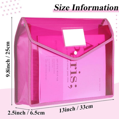 10 Pieces Plastic File Folders Envelope Expanding File Wallet Organizer Documents Folder with Snap Closure and Pocket, A4 Size Waterproof Transparent Pouch(White,Horizontal)